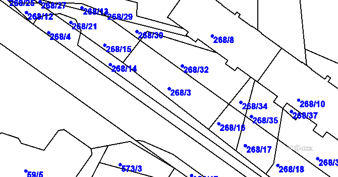 Parcela st. 268/3 v KÚ Klokoty, Katastrální mapa