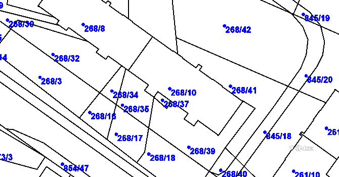 Parcela st. 268/10 v KÚ Klokoty, Katastrální mapa