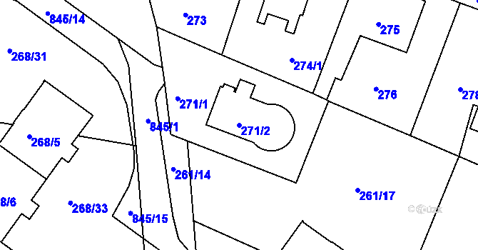 Parcela st. 271/2 v KÚ Klokoty, Katastrální mapa