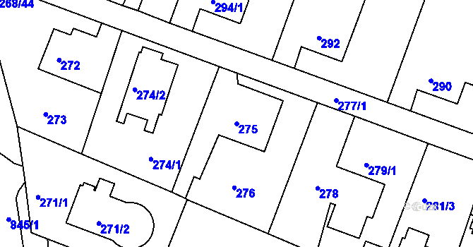 Parcela st. 275 v KÚ Klokoty, Katastrální mapa