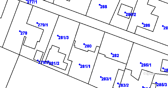 Parcela st. 280 v KÚ Klokoty, Katastrální mapa