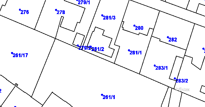 Parcela st. 281/2 v KÚ Klokoty, Katastrální mapa