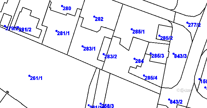 Parcela st. 283/2 v KÚ Klokoty, Katastrální mapa