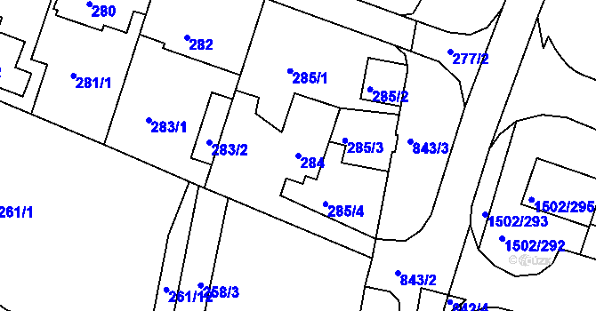Parcela st. 284 v KÚ Klokoty, Katastrální mapa