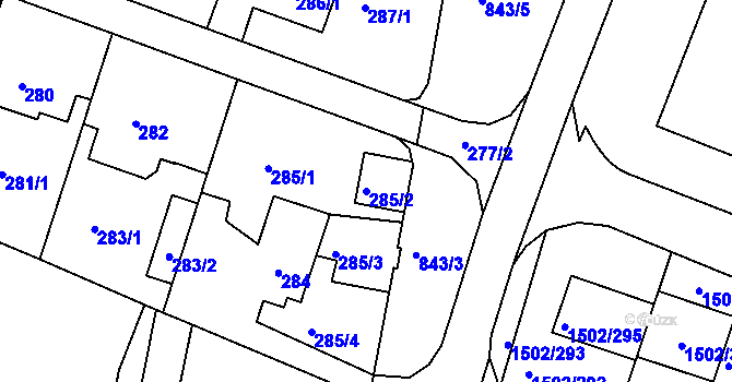 Parcela st. 285/2 v KÚ Klokoty, Katastrální mapa