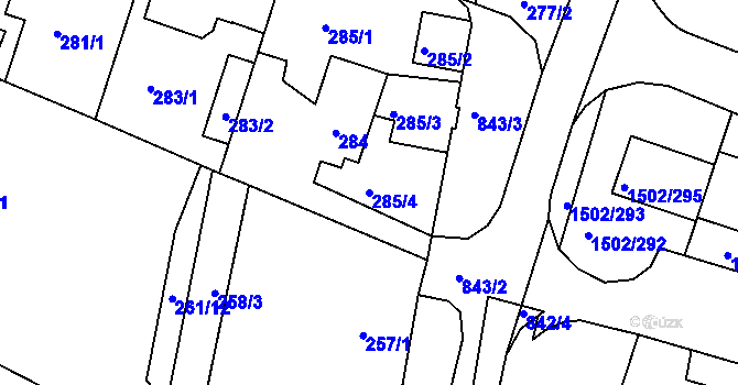 Parcela st. 285/4 v KÚ Klokoty, Katastrální mapa