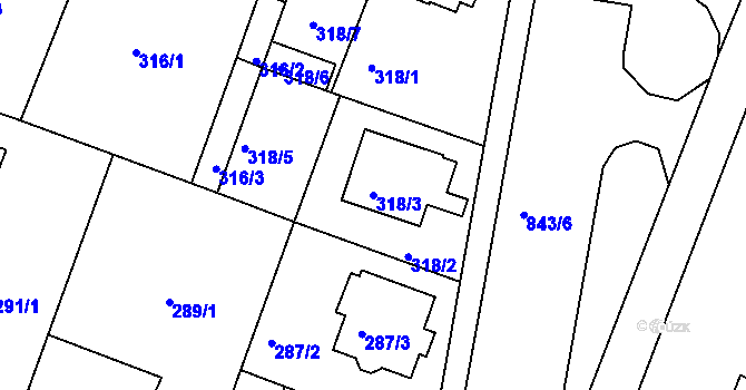 Parcela st. 318/3 v KÚ Klokoty, Katastrální mapa