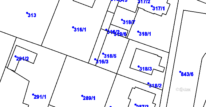 Parcela st. 318/5 v KÚ Klokoty, Katastrální mapa