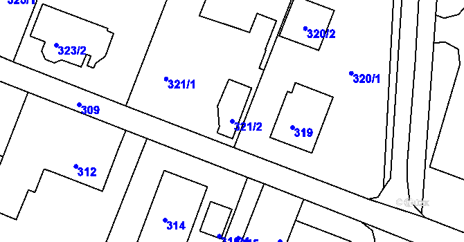 Parcela st. 321/2 v KÚ Klokoty, Katastrální mapa