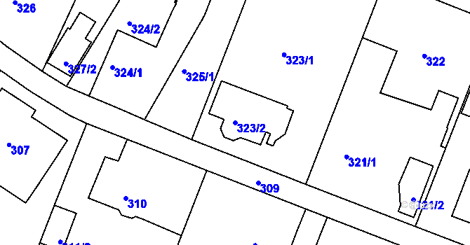 Parcela st. 323/2 v KÚ Klokoty, Katastrální mapa