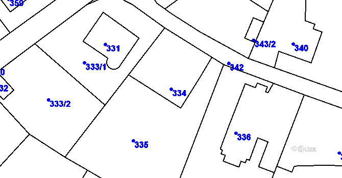 Parcela st. 334 v KÚ Klokoty, Katastrální mapa