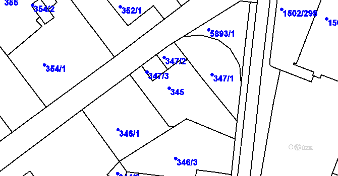 Parcela st. 345 v KÚ Klokoty, Katastrální mapa