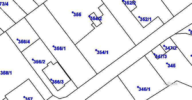 Parcela st. 354/1 v KÚ Klokoty, Katastrální mapa