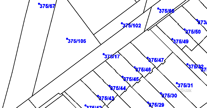 Parcela st. 375/17 v KÚ Klokoty, Katastrální mapa