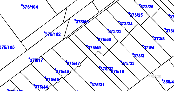Parcela st. 375/49 v KÚ Klokoty, Katastrální mapa
