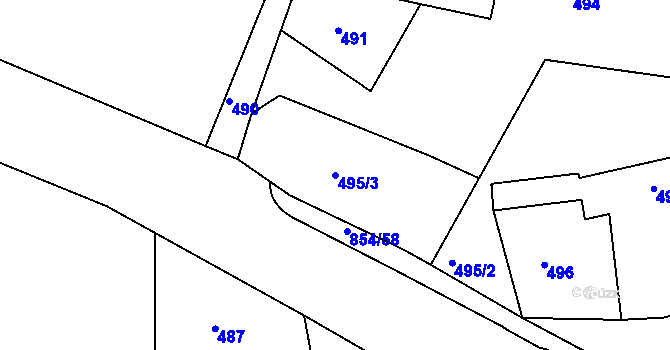 Parcela st. 495/3 v KÚ Klokoty, Katastrální mapa