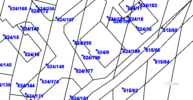 Parcela st. 524/9 v KÚ Klokoty, Katastrální mapa