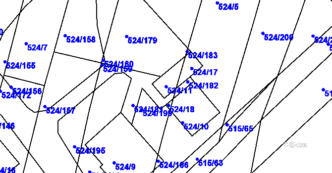 Parcela st. 524/11 v KÚ Klokoty, Katastrální mapa