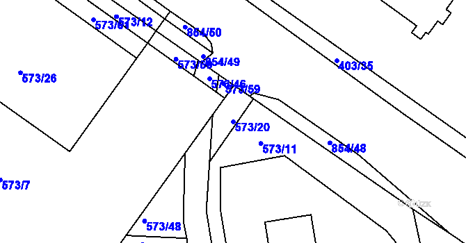 Parcela st. 573/20 v KÚ Klokoty, Katastrální mapa