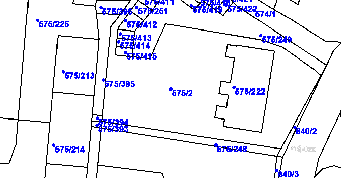 Parcela st. 575/2 v KÚ Klokoty, Katastrální mapa