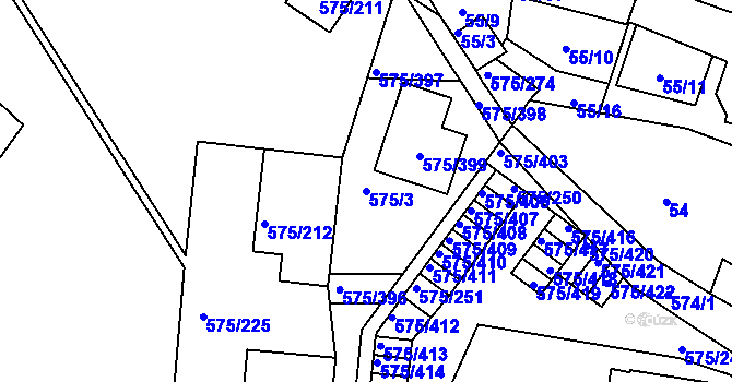 Parcela st. 575/3 v KÚ Klokoty, Katastrální mapa