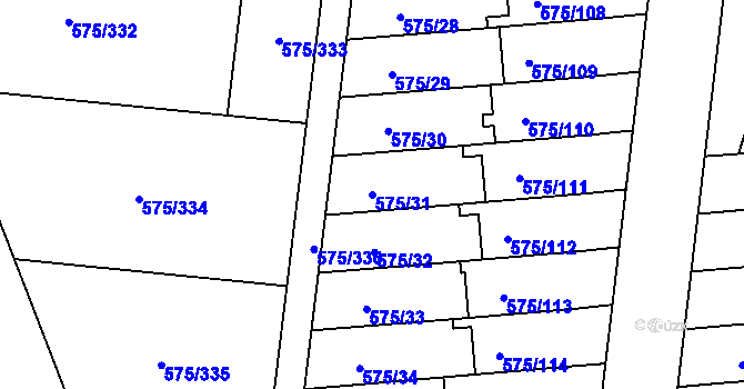 Parcela st. 575/31 v KÚ Klokoty, Katastrální mapa