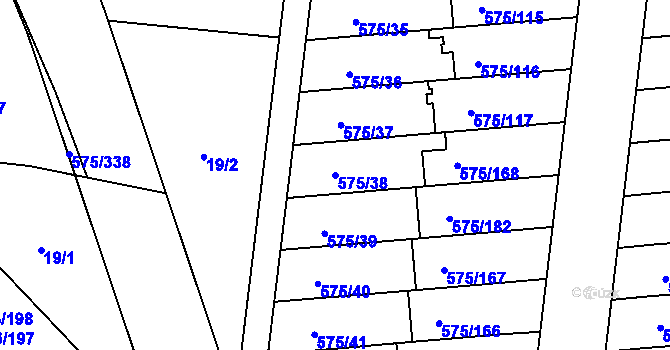 Parcela st. 575/38 v KÚ Klokoty, Katastrální mapa