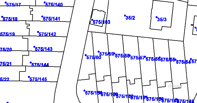Parcela st. 575/59 v KÚ Klokoty, Katastrální mapa