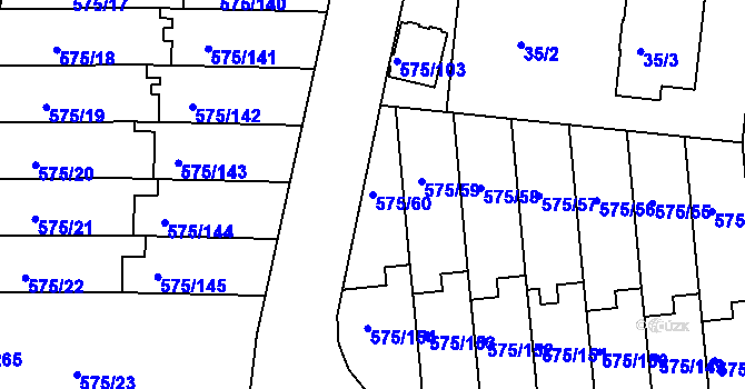Parcela st. 575/60 v KÚ Klokoty, Katastrální mapa