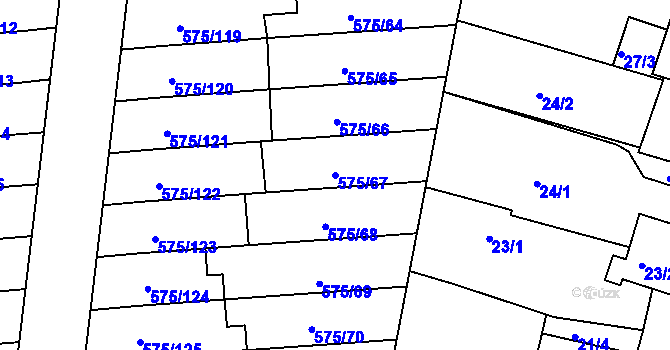 Parcela st. 575/67 v KÚ Klokoty, Katastrální mapa