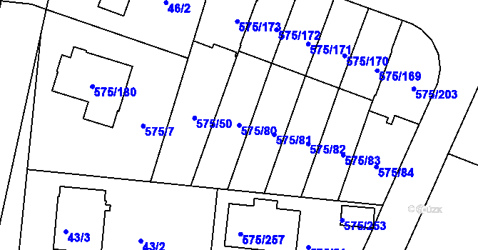 Parcela st. 575/80 v KÚ Klokoty, Katastrální mapa