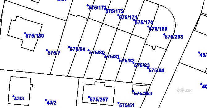Parcela st. 575/81 v KÚ Klokoty, Katastrální mapa