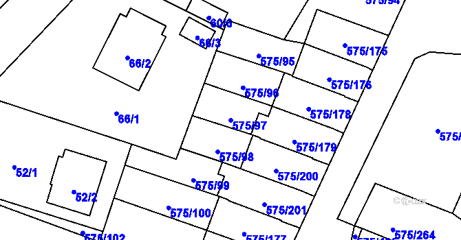 Parcela st. 575/97 v KÚ Klokoty, Katastrální mapa