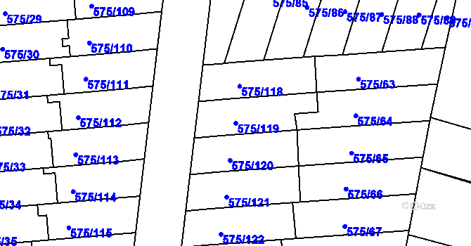 Parcela st. 575/119 v KÚ Klokoty, Katastrální mapa