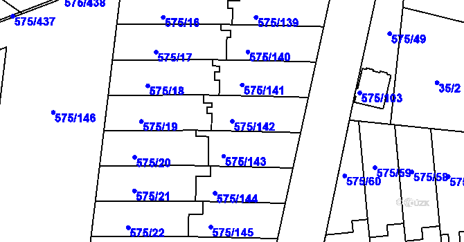 Parcela st. 575/142 v KÚ Klokoty, Katastrální mapa