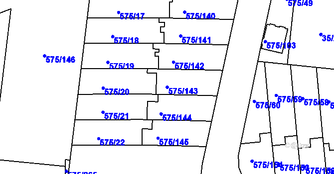 Parcela st. 575/143 v KÚ Klokoty, Katastrální mapa