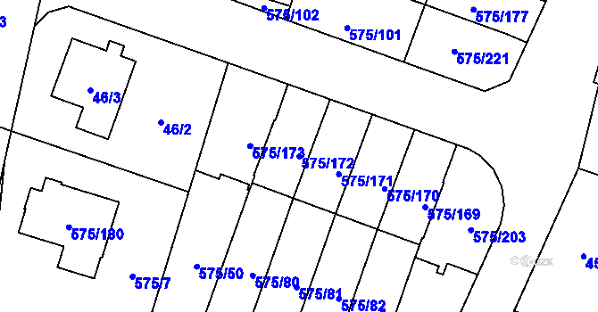 Parcela st. 575/172 v KÚ Klokoty, Katastrální mapa