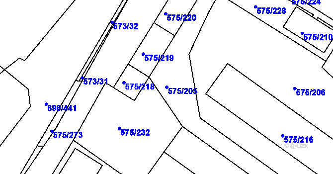 Parcela st. 575/205 v KÚ Klokoty, Katastrální mapa