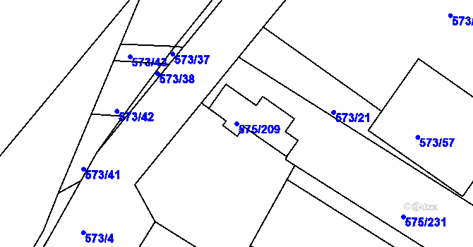 Parcela st. 575/209 v KÚ Klokoty, Katastrální mapa
