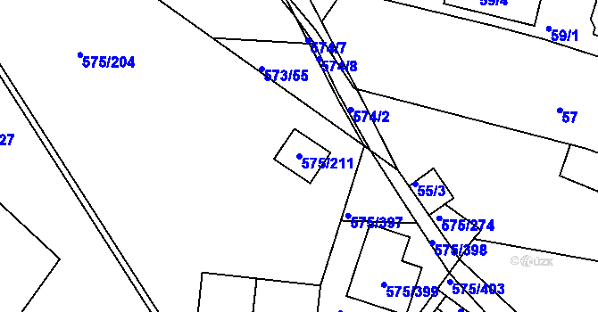 Parcela st. 575/211 v KÚ Klokoty, Katastrální mapa