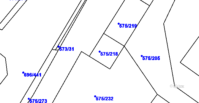 Parcela st. 575/218 v KÚ Klokoty, Katastrální mapa