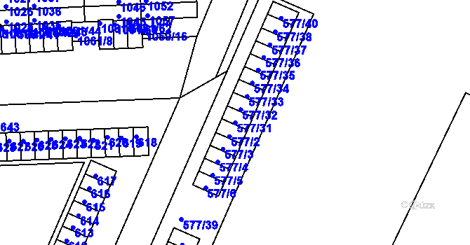 Parcela st. 577/31 v KÚ Klokoty, Katastrální mapa