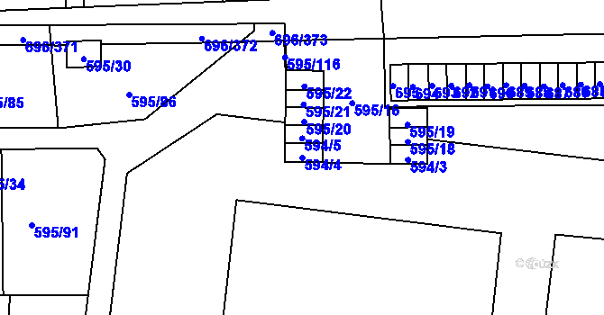 Parcela st. 594/4 v KÚ Klokoty, Katastrální mapa