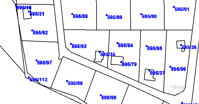 Parcela st. 595/35 v KÚ Klokoty, Katastrální mapa