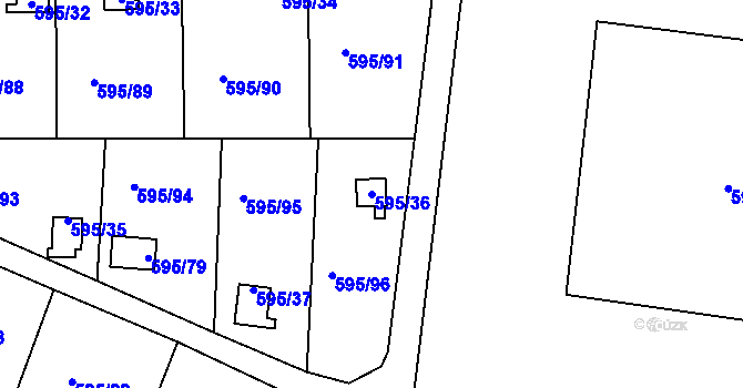 Parcela st. 595/36 v KÚ Klokoty, Katastrální mapa