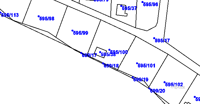 Parcela st. 595/38 v KÚ Klokoty, Katastrální mapa