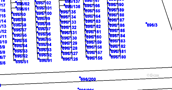 Parcela st. 696/158 v KÚ Klokoty, Katastrální mapa