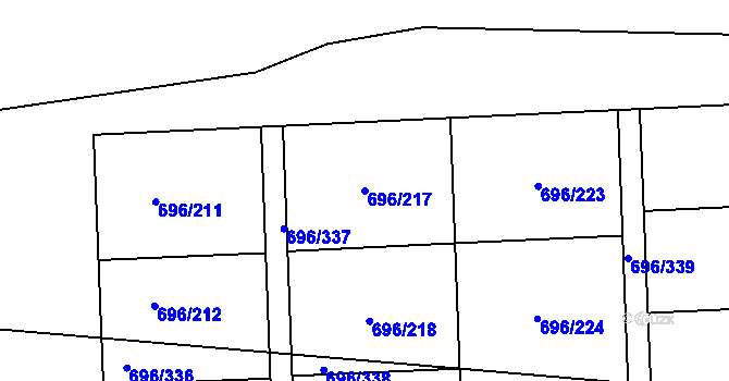 Parcela st. 696/217 v KÚ Klokoty, Katastrální mapa
