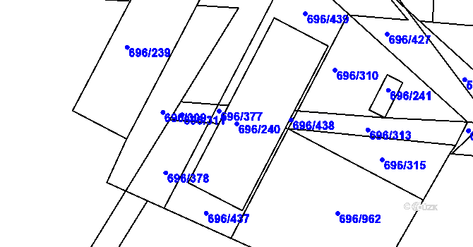Parcela st. 696/240 v KÚ Klokoty, Katastrální mapa
