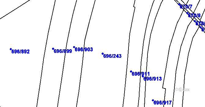 Parcela st. 696/243 v KÚ Klokoty, Katastrální mapa